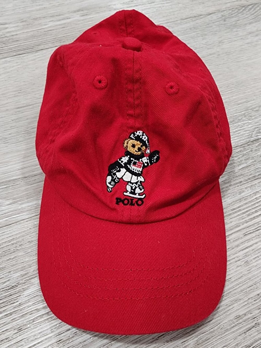 Polo Ralph Lauren Teddy Bear Embroiodered Red Baseball Cap Kids 4-6X Adjustable